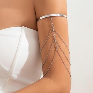 Spartan Silver Draped Arm Chain Bracelet